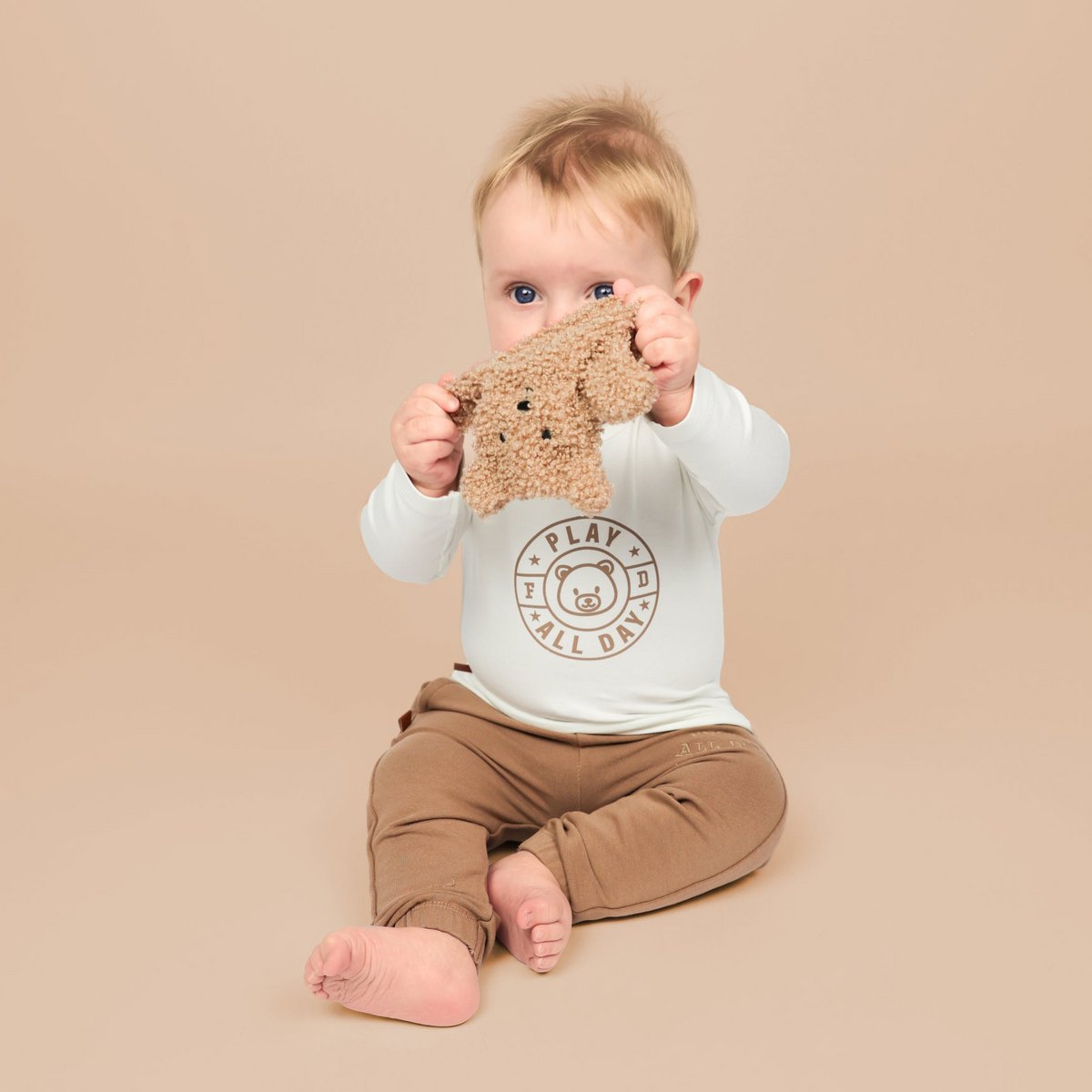 Play All Day Baby Shirt Emblem | White Alyssum