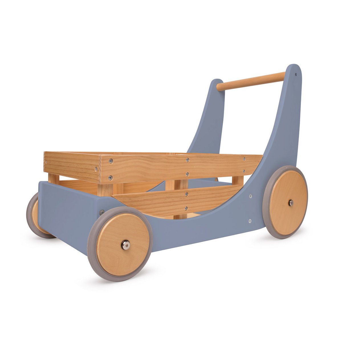 Kinderfeets 2-in-1 Wooden Storage Cart & Walker - Slate Blue